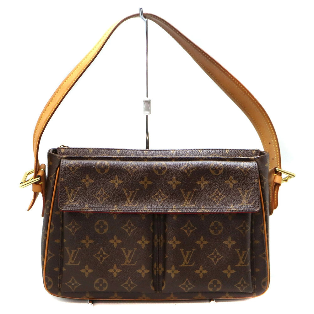 Louis Vuitton Vivacite Monogram Shoulder Bag Canvas Leather Brown